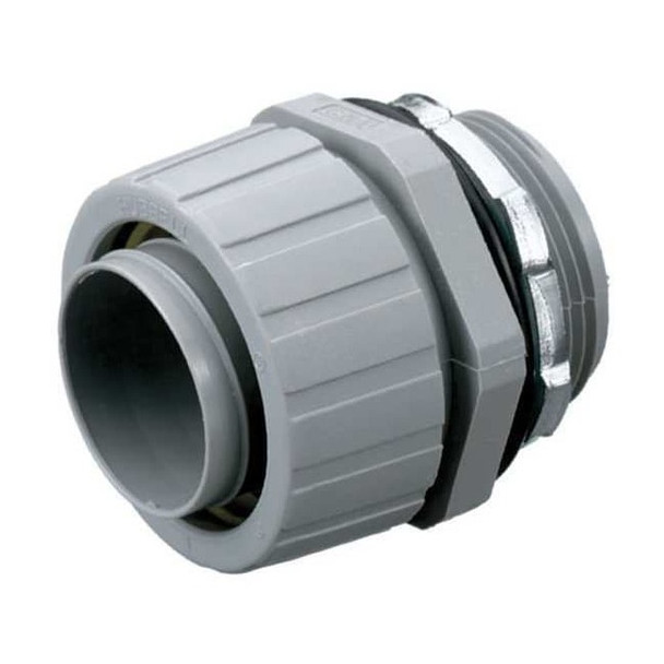 Conduit Fitting Connector, 1-1/2 in, Threaded, Nylon, Zinc Plated, Gray