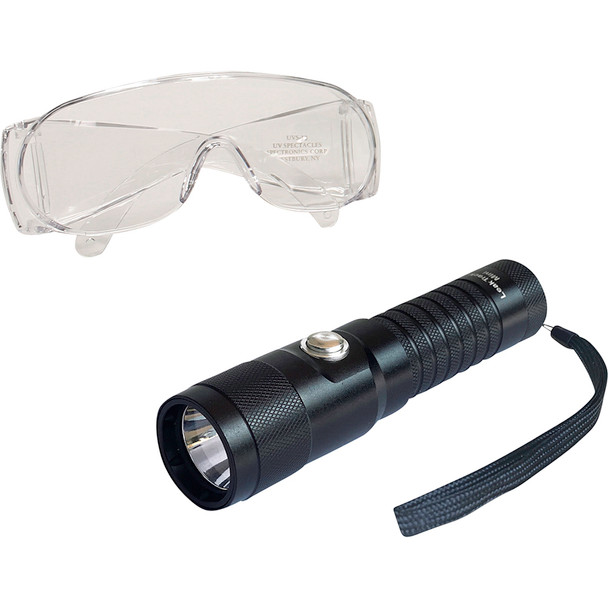 LeakTracker™ MINI cordless, UV LED flashlight, with (3) AAA batteries & TP9939 glasses (CE, UKCA) TPLTM
