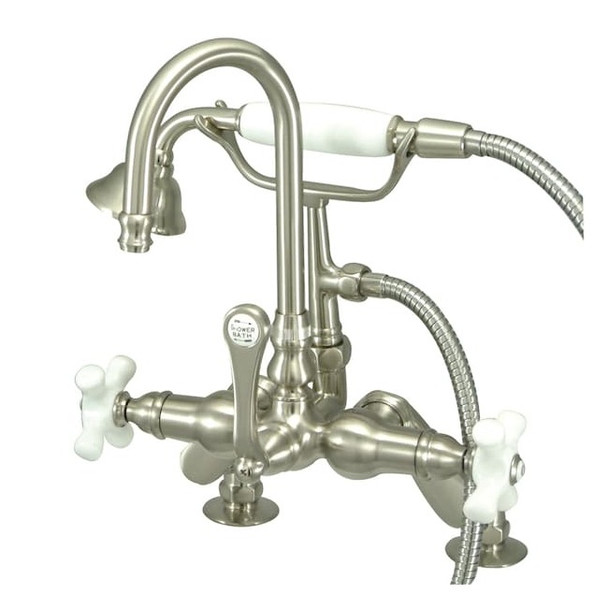 Deck-Mount Clawfoot Tub Faucet, Standard, 7", 2, Deck Mount, Brushed Nickel