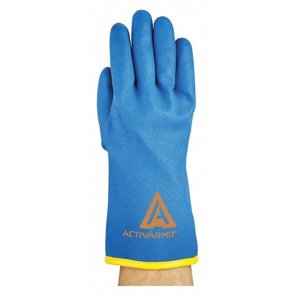 Cold Protection Coated Gloves, PVC Palm, Acrylic/Nylon Lining, Blue/Yellow, 11