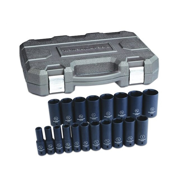Gearwrench Impct Sckt,SAE,Deep,6 pt.,1/2"Dr,19 pcs. 84934N