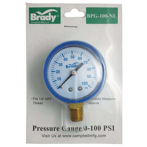 Campbell 1/4 In. x 2 In. 0 to 100 psi Pressure Gauge BPGIND CS-NL
