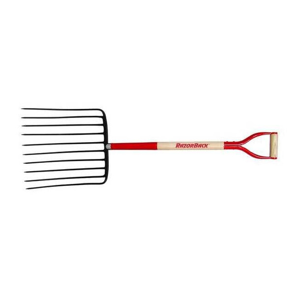 Razor-Back Ensilage Fork,D-Grip Handle,30in.LHandle 76125GR