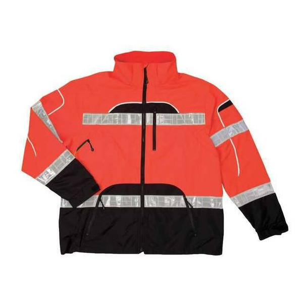 Rain Jacket, Reflective Piping, Polyester, Class 3 R, Orange, S