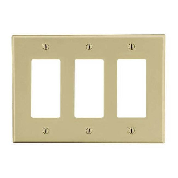 Rocker Wall Plate, Number of Gangs: 3 Plastic, Satin Finish, Ivory