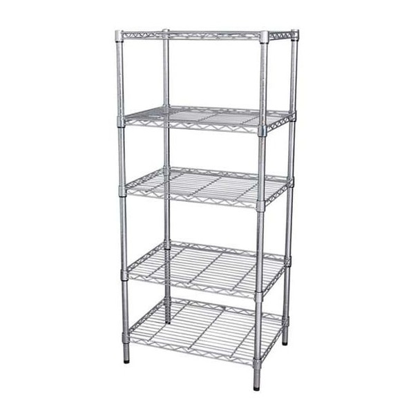 Wire Shelving Unit, 18"D x 60"W x 63"H, 5 Shelves, Chrome