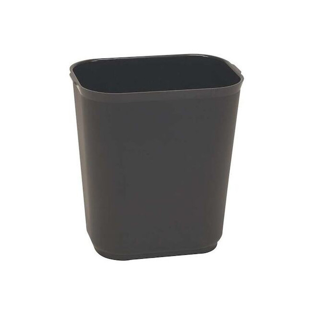 7 gal Rectangular Indoor Plastic Can, Black, Fiberglass