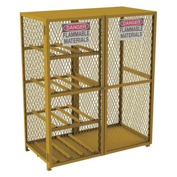 Condor Cylinder Storage Cabinet, Yellow, Steel 491M92