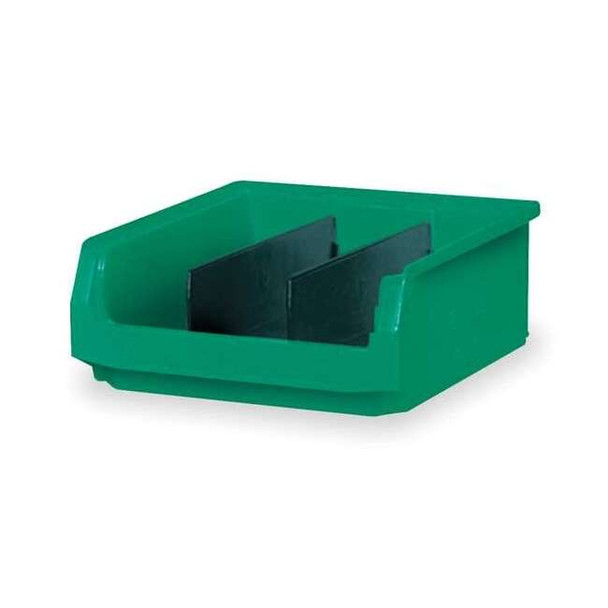 Storage Bin, Polyethylene, Green, 5 7/8 in H, 12 3/8 in W, 19 3/4 in L