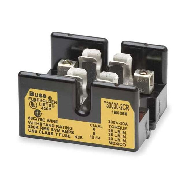 Open Fuse Block, 0 to 30A Amp Range, 300V AC/DC Volt Rating, 2 Poles, Box Lug