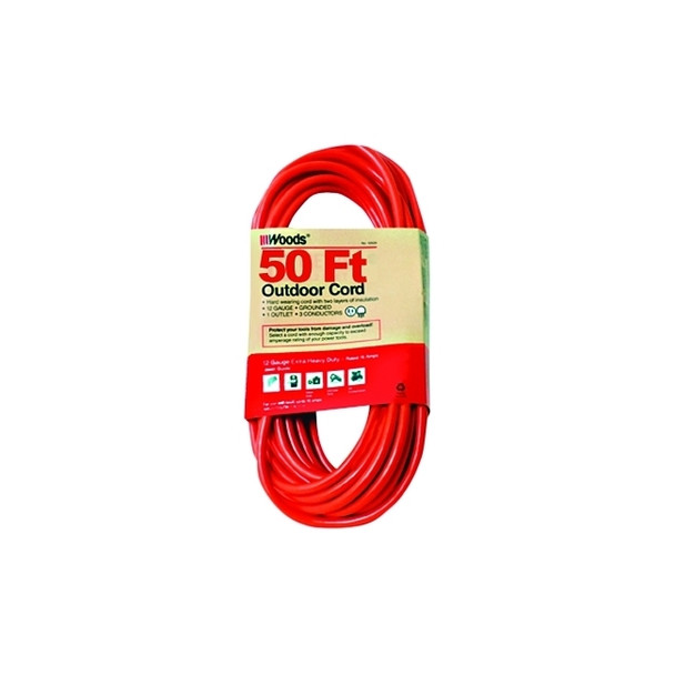Outdoor Round Vinyl Extension Cord, 25 ft, Orange
