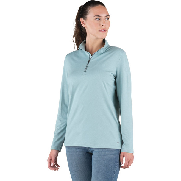 Berne Women's XL Heathered Eggshell Blue Midweight UPF Quarter-Zip Shirt Berne Women's XL Heathered Eggshell Blue Midweight UPF Quarter-Zip Shirt