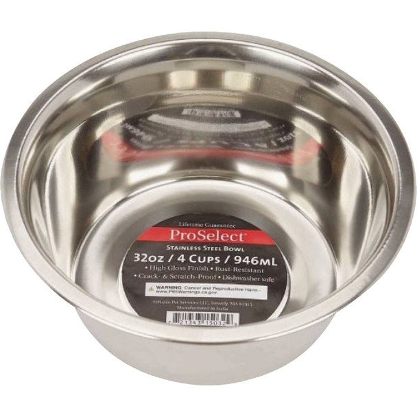 Boss Pet ProSelect 32 Oz. Heavy Stainless Steel Mirror Finish Dog Bowl ZW150 32
