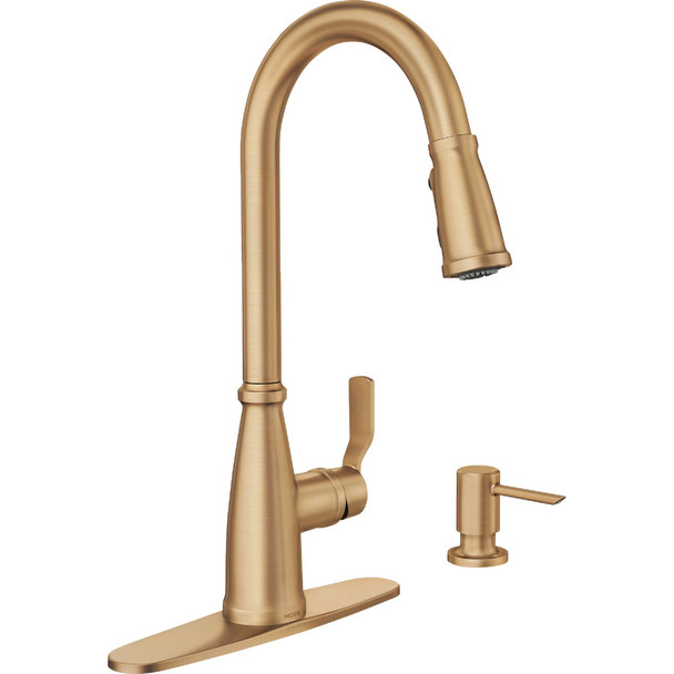 Moen Nolia 1-Handle Pull-Down High Arc Kitchen Faucet, Bronzed Gold 87071BZG