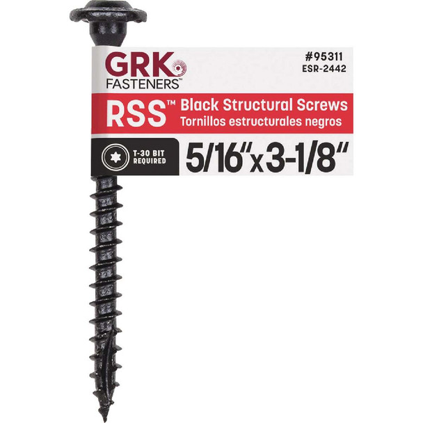 GRK RSS 5/16 In. x 3-1/8 In. Star Drive Washer-Head Black Structure Screw 95311