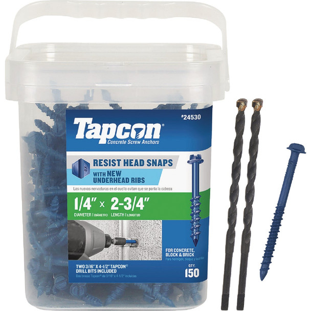 Tapcon 1/4 In. x 2-3/4 In. Hex Washer Concrete Screw Anchor (150-Count) 24530