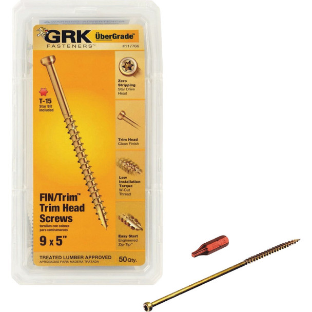GRK #9 x 5 In. Star Drive Steel Trim Screw (50-Count) 117766