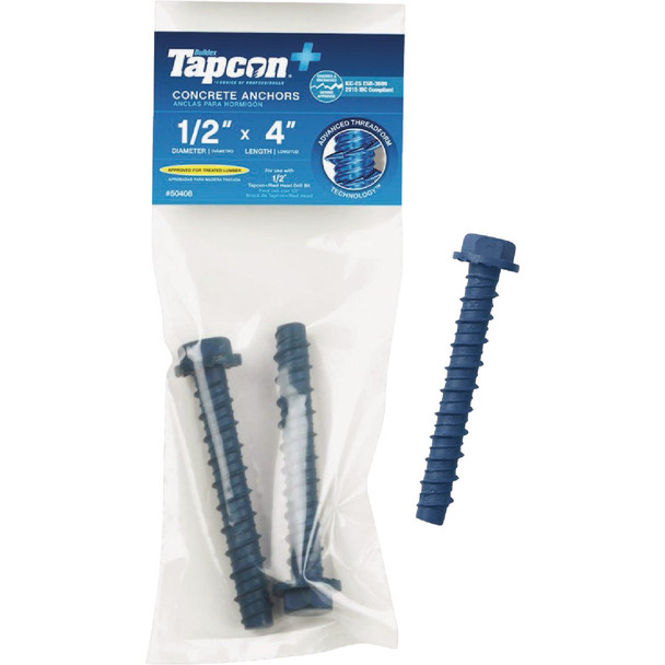 Tapcon 1/2 In. x 4 In. Hex Washer Concrete Screw Anchor (2-Count) 50408
