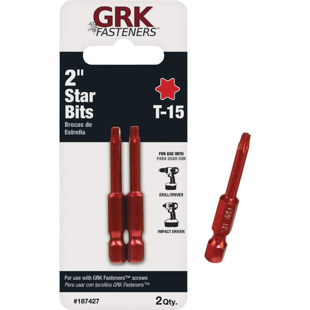GRK 2 In. T15 Star Drive Impact Screwdriver Bit (2-Count) 187427