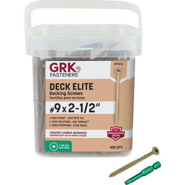 GRK Deck Elite #9 x 2-1/2 In. Star Drive Bugle-Head Deck Screw (400-Count) 19212
