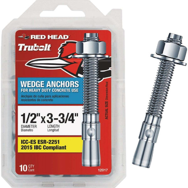 Red Head 1/2 In. x 3-3/4 In. Concrete Wedge Anchor (10-Count) 12017