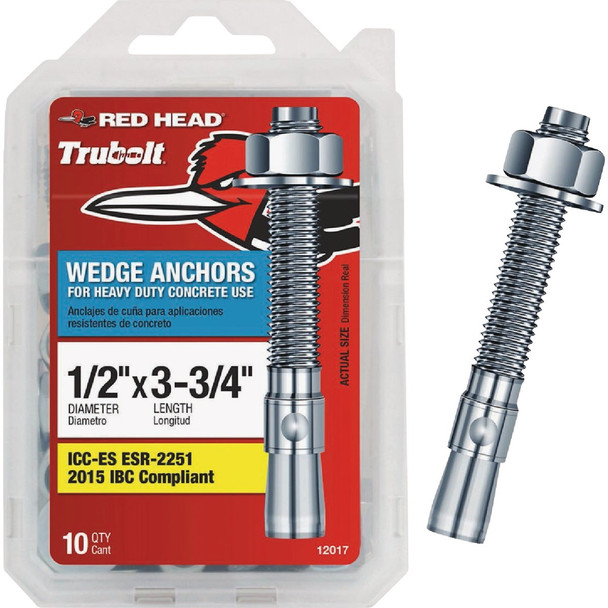 Red Head 1/2 In. x 3-3/4 In. Concrete Wedge Anchor (10-Count) 12017