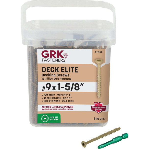 GRK Deck Elite #9 x 1-5/8 In. Star Drive Bugle-Head Deck Screw (540-Count) 19159
