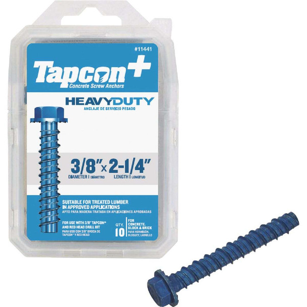 Tapcon 3/8 In. x 2-1/4 In. Hex Washer Concrete Screw Anchor (10 Ct.) 11441