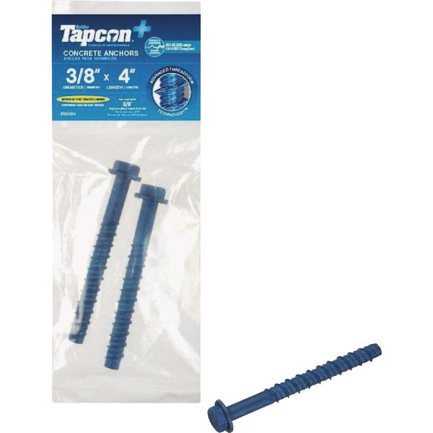 Tapcon 3/8 In. x 4 In. Hex Washer Concrete Screw Anchor (2 Ct.) 50404