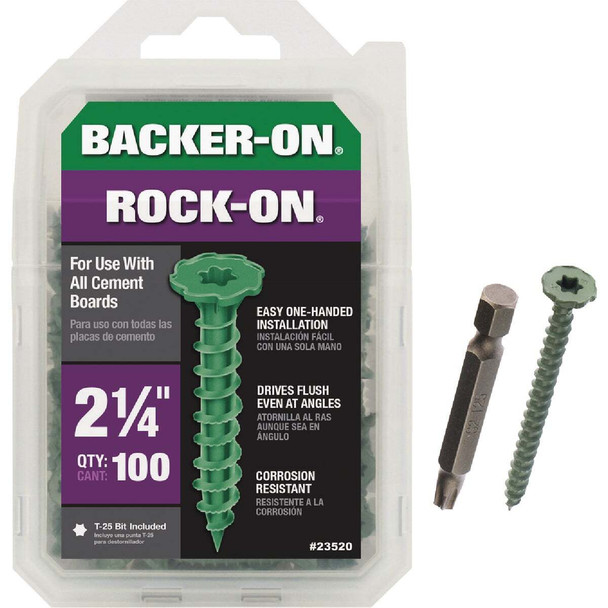Backer-On Rock-On #9 x 2-1/4 In. Star Drive Cement Board Screws (100-Count)