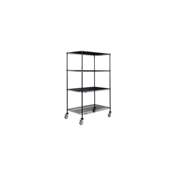 Nexel 4 Shelf Truck Black Epoxy 48""W x 30""D x 69""H Polyurethane Swivel Caster