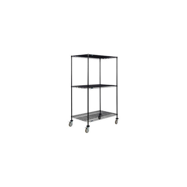Nexel 3 Shelf Truck Black Epoxy 60""W x 30""D x 60""H Polyurethane Swivel Caster