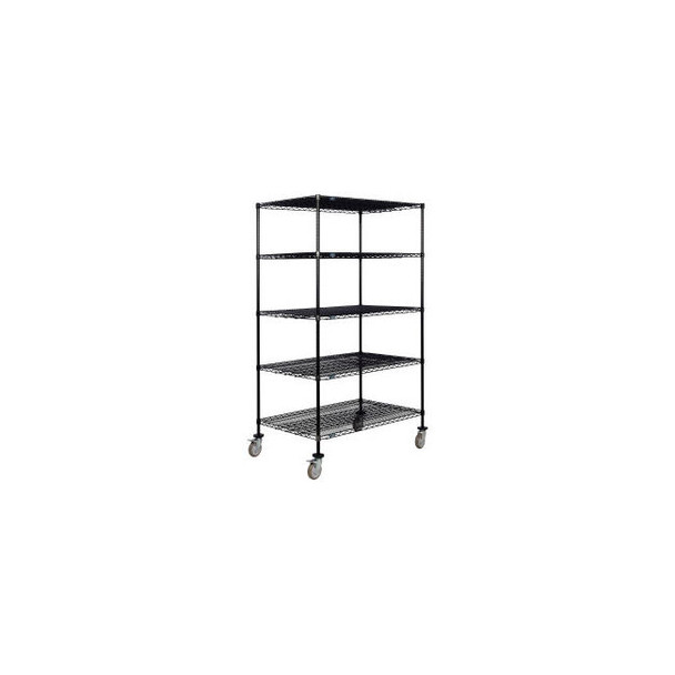 Nexel 5 Shelf Truck Black Epoxy 48""W x 30""D x 60""H Polyurethane Swivel Caster