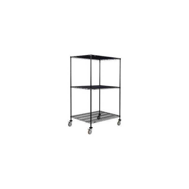 Nexel 3 Shelf Truck Black Epoxy 36""W x 36""D x 69""H Polyurethane Swivel Caster
