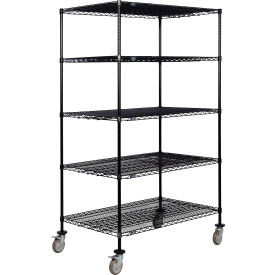 Nexel 5 Shelf Truck Black Epoxy 60""W x 30""D x 80""H Polyurethane Swivel Caster