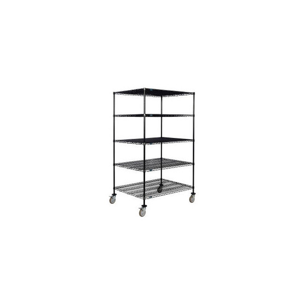 Nexel 5 Shelf Truck Black Epoxy 48""W x 36""D x 80""H Polyurethane Swivel Caster