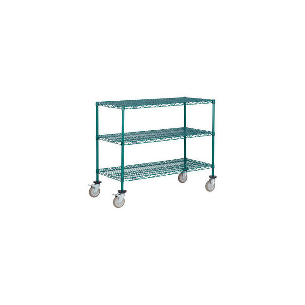 Nexel 3 Shelf Truck Poly-Green 24""W x 18""D x 60""H Polyurethane Swivel Casters