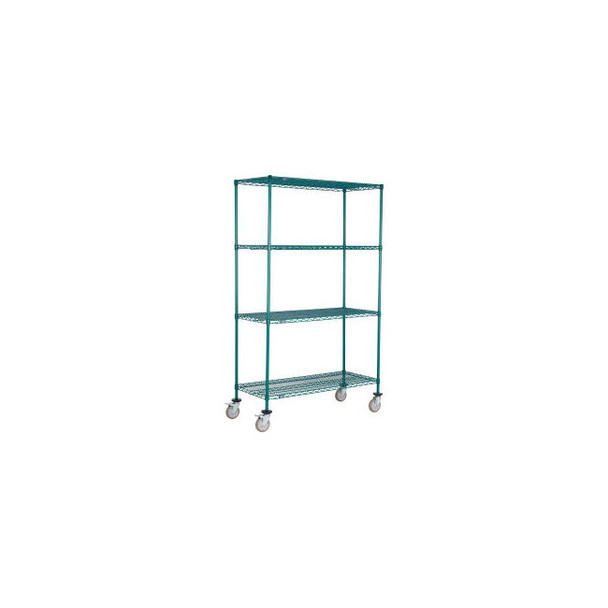 Nexel 4 Shelf Truck Poly-Green 24""W x 14""D x 60""H Polyurethane Swivel Casters