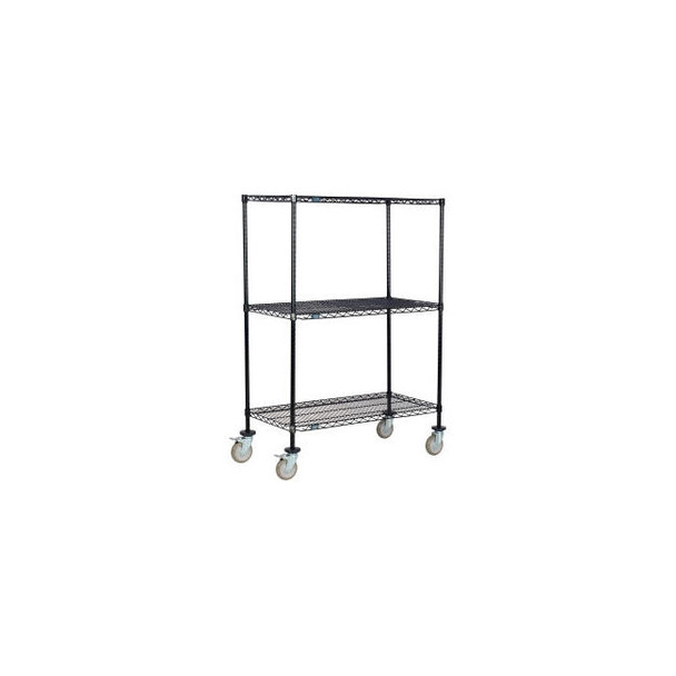 Nexel 3 Shelf Truck Black Epoxy 24""W x 21""D x 60""H Polyurethane Swivel Caster