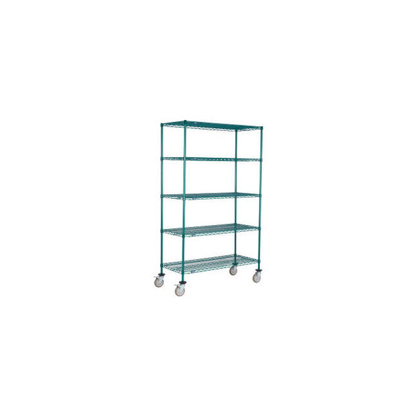 Nexel 5 Shelf Truck Poly-Green 60""W x 21""D x 60""H Polyurethane Swivel Casters