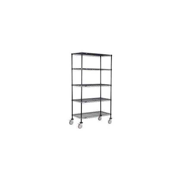 Nexel 5 Shelf Truck Black Epoxy 30""W x 18""D x 60""H Polyurethane Swivel Caster