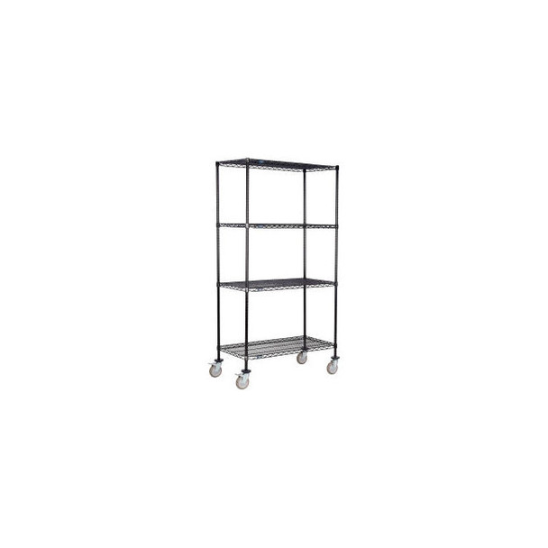 Nexel 4 Shelf Truck Black Epoxy 24""W x 24""D x 60""H Polyurethane Swivel Caster