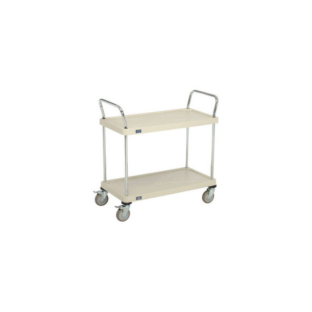 Nexel 2 Shelf Utility Cart Solid Plastic 36""Wx18""Dx39""H Poly Casters4 Swivel