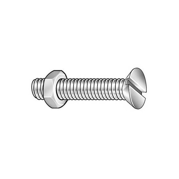 3/16"-24 x 3 in Slotted Flat Machine Screw, Zinc Plated Steel, 100 PK
