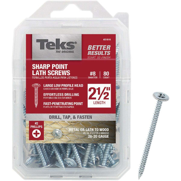 Teks #8 x 2-1/2 In. Modified Truss Head Sharp Point Lath Screw (80-Count) 21519