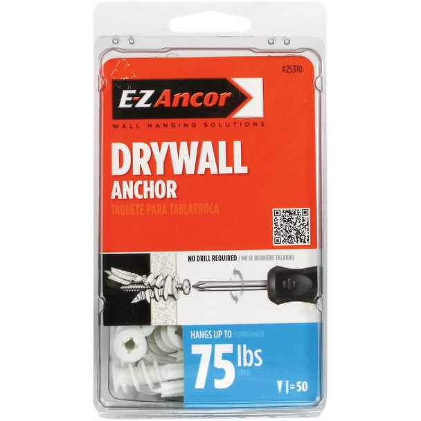 E-Z Ancor Twist-N-Lock #8 x 1-1/4 In. 75 Lb. Drywall Anchor (50-Count) 25310