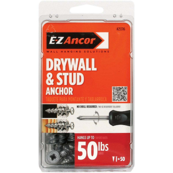 E-Z Ancor Stud Solver #7 x 1-1/4 In. 50 Lbs. Drywall Anchor (50-Count) 25316
