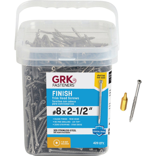 GRK #8 x 2-1/2 In. Star Drive Stainless Steel Trim Screw (420-Count) 61730