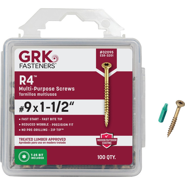 GRK R4 #9 x 1-1/2 In. Star Drive Multi-Purpose Wood Screw (100-Count) 02095