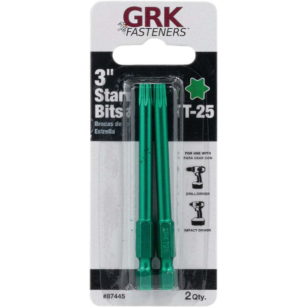 GRK 3 In. T25 Star Drive Impact Screwdriver Bit (2-Count) 87445